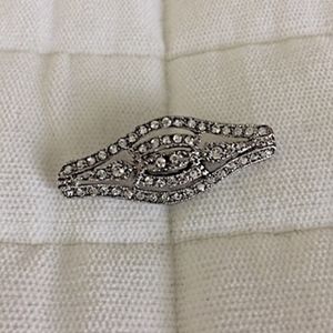 Silver Crystal Beaded Pin Brooch